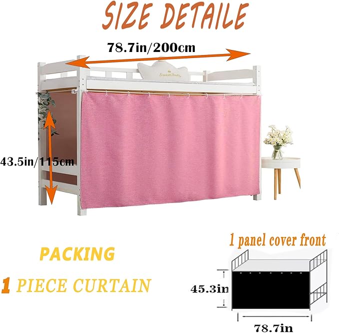 Dorm Home Solid Thicken Bunk Blackout Bed Curtains Cloth Bed Canopy Students Single Sleeper，1panel