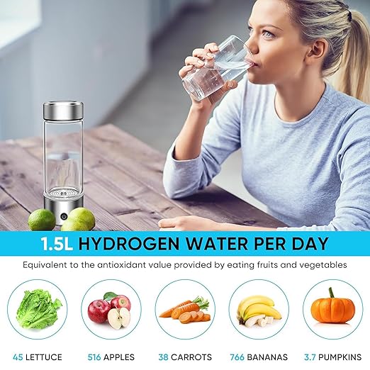 2024 Hydrogen Water Bottle, Portable Hydrogen Water Bottle Generator, Ion Water Bottle Improve Water Quality in 3 Minutes, Rechargeable Hydrogen Rich Water Glass Cup for Home Office Travel