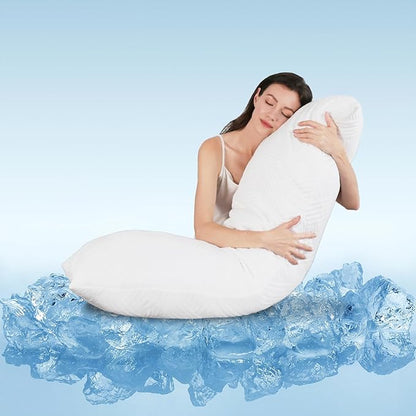 ZonLi Body Pillow Cooling, 20" x 54" Body Pillow with Adjustable Memory Foam Filling, Long Pillow for Bed with Removable Cover, Large Full Body Pillow for Hot Sleepers & Pregnancy (Cloud White)