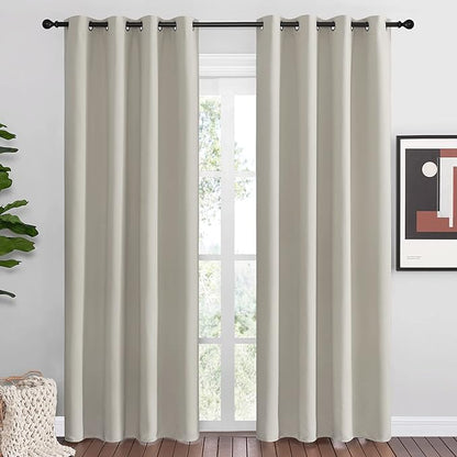 NICETOWN Natural Room Darkening Curtains 86" Long for Boho Farmhouse Home Decoration, Window Treatment Total Privacy Drape Panels for Bedroom Living Room Guest Room (55" Wide, Set of 2)