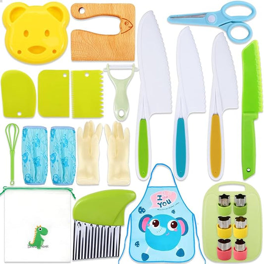 24 Pieces Wooden Kids Knife Set， Kids Safe Knifes For Kids Cooking，Kids Kitchen Wooden Knives For Parent-Child Games&Exercise Hands-On Ability&Gifts