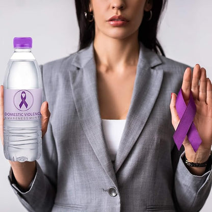 120 Pcs Domestic Violence Awareness Month Decorations Water Bottle Labels 8.6" x 2" Domestic Violence Awareness Month Water Bottle Stickers for Domestic Violence Awareness (Bright Color)