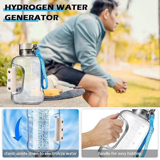 1.5 L Max PEM Hydrogen Water Bottle Hydrogen Water Generator Rechargeable Portable Hydrogen Bottle with SPE/PEM Technology for Portable Family Fitness Gifts, High Capacity(White)