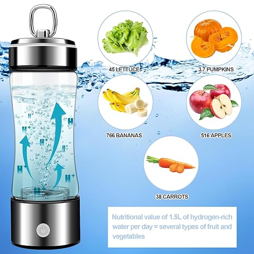 MGahyi Hydrogen Water Bottle,2024 New Hydrogen Water Bottle Generator with SPE PEM Technology Water Ionizer, Rechargeable Hydrogen Water Machine Improve Water in 3 Minutes for Home,Office（Silver）