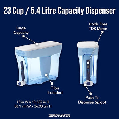 ZeroWater Official Replacement Filter (6-Pack) and 23-Cup 5-Stage Water Filter Dispenser