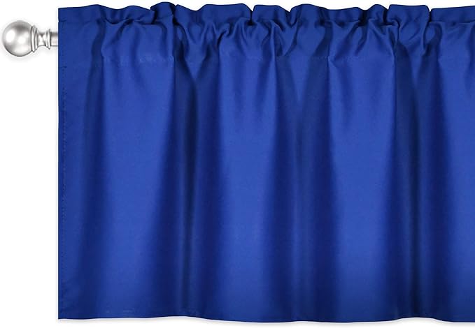 4 Panels Royal Blue Valance for Windows 42x18 Inch Solid Thermal Insulated Blackout Rod Pocket Kitchen Short Curtain Toppers Valance for Bathroom Living Room