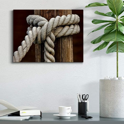 Renditions Gallery Canvas Nautical Wall Art Home Paintings & Prints Rope Closeup Knot Modern Vibrant Maritime Sailor Canvas Artwork Decorations for Bedroom Office Kitchen - 8"x12" LT33