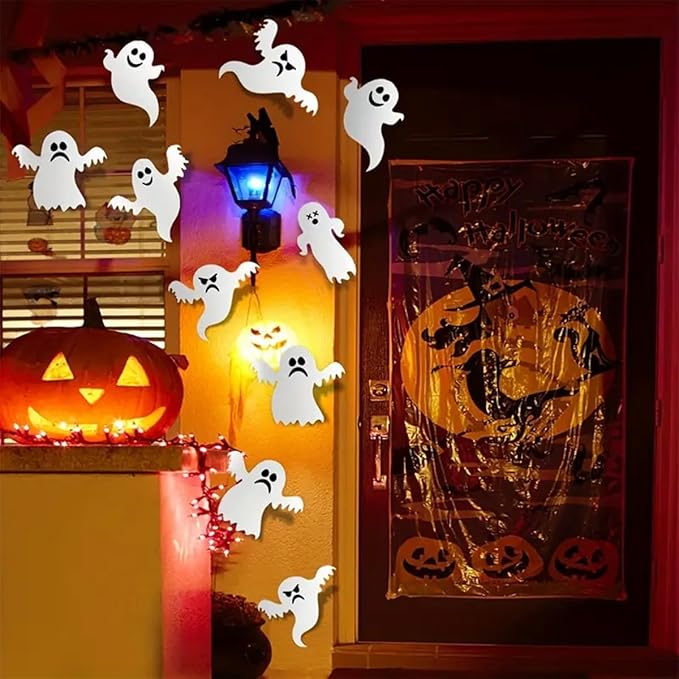 42Pcs Halloween Wall Decor Decals 3D Cute Ghost Wall Stickers Self-Adhesive Decoration White Small Ghost Wall Decals Halloween Party Supplies for Goth Home Door Room Outdoor Window Decor Accessories