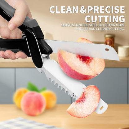 Vegetable Cutter, Kitchen Scissors All Purpose for Cutting Meat,Vegetable,Fruit,Salad,Chicken,Sharp Heavy Duty Shears with Cutting Board,Dishwasher Safe,Food Scissors Veggie Chopper Kitchen Gadgets