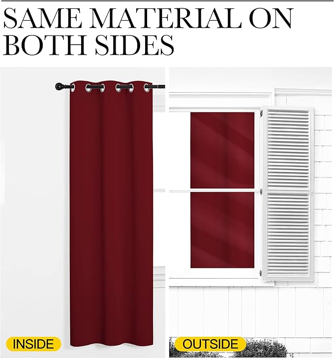 NICETOWN Christmas Burgundy Blackout Curtains Grommet - Home Decorations Thermal Insulated Solid Grommet Top Blackout Living Room Panels/Drapes for Gift (1 Pair, 55 x 86 inches, Red)