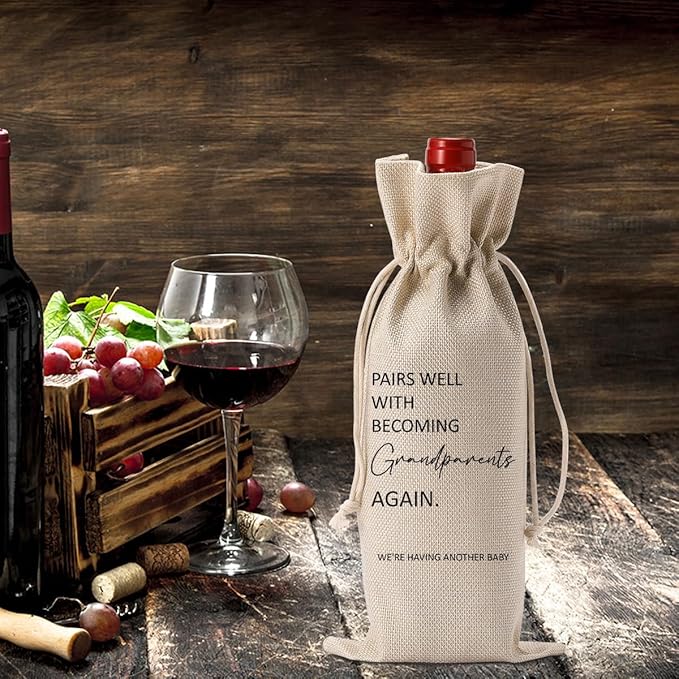 YUANHAO Grandparents Wine Bag First Time Grandparents Gifts New Grandparent Gifts Pairs Well With Becoming Grandparents Wine Bag Baby Announcements Gifts Ideas