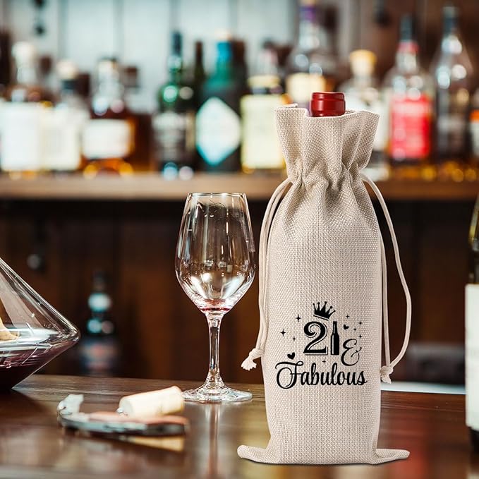 YUANHAO 21st Birthday Wine Bag, Funny 21st Birthday Gifts for Her, 21st Birthday Gifts for Him, 21 And Fabulous Wine Bag