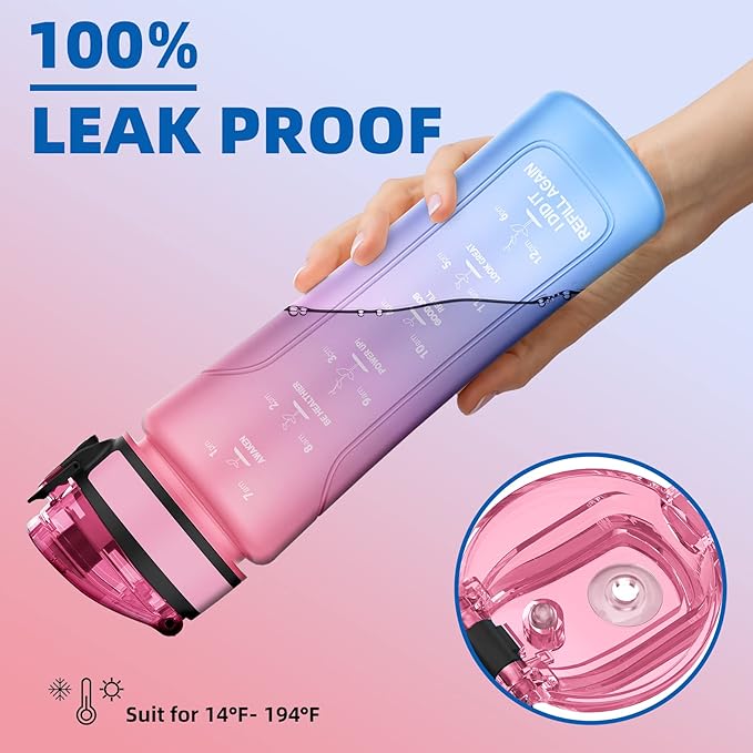 15oz Kids Sports Water Bottles for School with Spout Lid (Pink Blue)