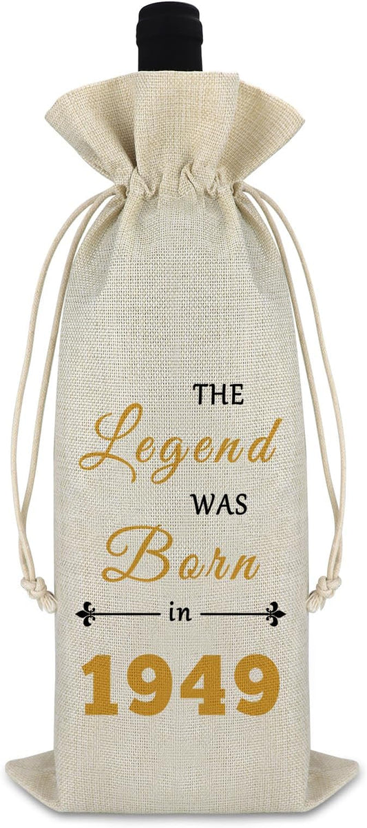 1949 75th Birthday Gift for Women Men Wine Bag 1949 Birthday Gift for Grandma Turning 75 Years Old Gift for Mom Aunt Wine Gift Bag Happy Birthday 75 Years Old Retirement Gift Drawstring Wine Wrap Bag