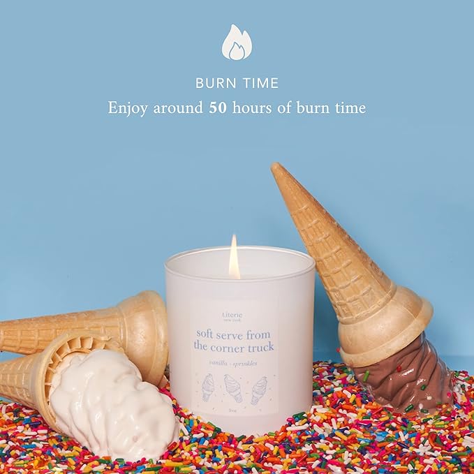 NYC Inspired Scented Candle: Soft Serve from The Corner Truck - Vanilla & Sugar Scent, 9oz, 50 Hour Burn, Vegan Soy & Coconut Blend Candle for Home Decor, Gift for Women & Men