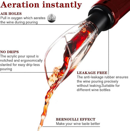 2 Pack Wine Air Aerator Pourer Spout-Pouring Improves Wine Taste Aroma,Premium Aerating Pourer and Decanter Spout,Wine Aireators Pourer,Wine Pourers No Drip,Gifts for Wine Lovers