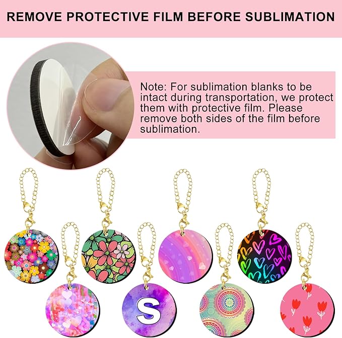 15 Sets Sublimation Charms Accessories for Stanley Cup Sublimation Keychain Blanks Bulk MDF Sublimation Key Chains Charm Blanks for Tumblers with Handle for DIY Crafts Gift (Round)