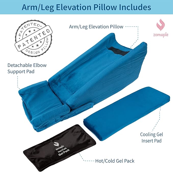 Zomaple Arm Elevation Pillow for Post Surgery Support - Recovery Boost Arm Pillow for Adults After Surgery - Arm Rest Pillow for Bed & Couch with Elbow Pillow [Patented Design]