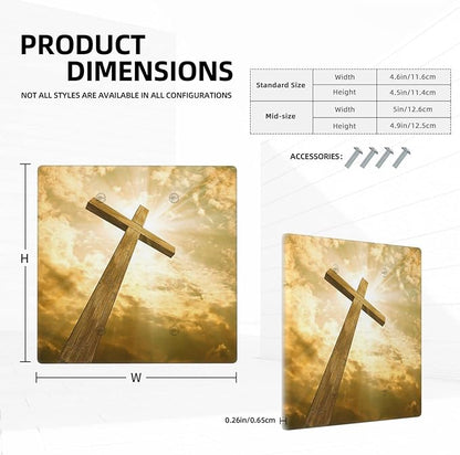 Christ Jesus Cross Sky Decorative Double Blank Switch Cover Wall Plate 2 Gang Two for Electrical Outlets Kitchen Living Room Bedroom Bathroom Home Novelty Decorate