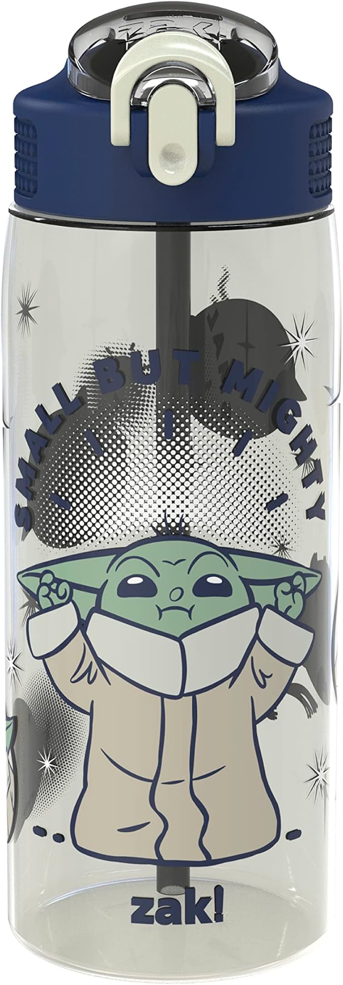 Zak Designs Star Wars The Mandalorian Water Bottle For School or Travel, 25 oz Durable Plastic Water Bottle With Straw, Handle, and Leak-Proof, Pop-Up Spout Cover (Grogu/The Child)