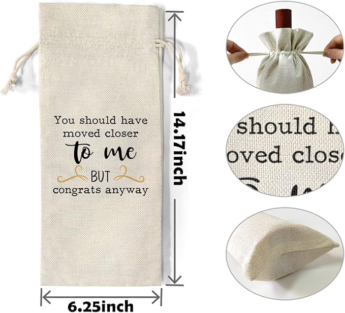 BiuNiuring Housewarming Gifts for New Home, New Homeowner Gifts, Congratulation Gift, Wine Bags Gift, You Should Have Moved Closer To Me