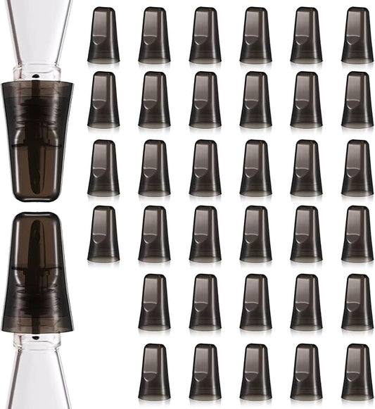 Chengu 36 Pieces Pour Spout Covers Translucent Liquor Pourer Covers Universal Bottle Pour Dispenser Liquor Bottle Covers Liquor Bottle Covers Bottle Cover Dust for Home Kitchen Supplies (Black)