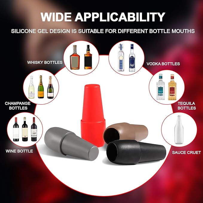 12 PCS Wine Stoppers for Wine Bottles,ReusableWine Stoppers Beverage Bottle Sealer Silicone Wine Stopper Wine Bottle Stopper for Keeping Wine Champagne Fresh Home Use