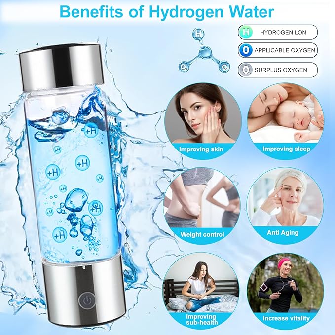 PYOF 2024 New Hydrogen Water Bottle, Hydrogen Water Bottle Generator Portable Rechargeable for Home Travel, Improve Water in 3Min Quick Electrolysis, SPE PEM Technology [Gifts for Love]