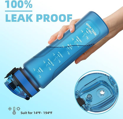 15oz Kids Sports Water Bottles for School with Spout Lid (Blue)