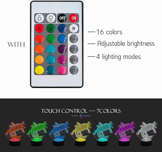 16 Color Change Touch Remote Control Salamander Illusion LED Night Light USB Charge Portable lamp for Living Room Horse Nursery Lamp Decoration