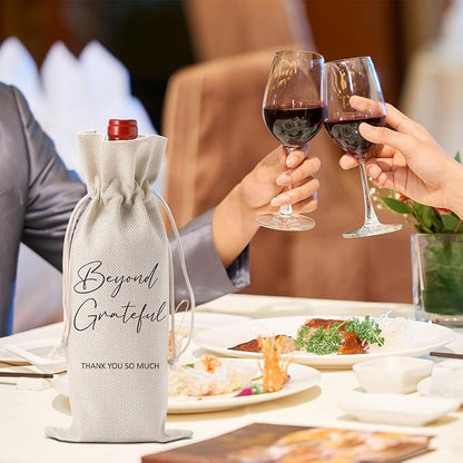 YUANHAO Beyond Grateful Wine Bag Appreciation Gifts Thank You Gifts for Friends Coworker Thank You Wine Bag Retirement Gifts Farewell Gifts for Women Men