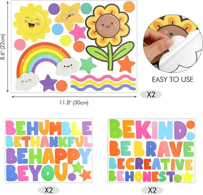 176pcs Colorful Inspirational Wall Decals, Motivational Sticker, Removable Wall Art Stickers for Kid Bedroom, School, Classroom, Playroom, Kindergarten