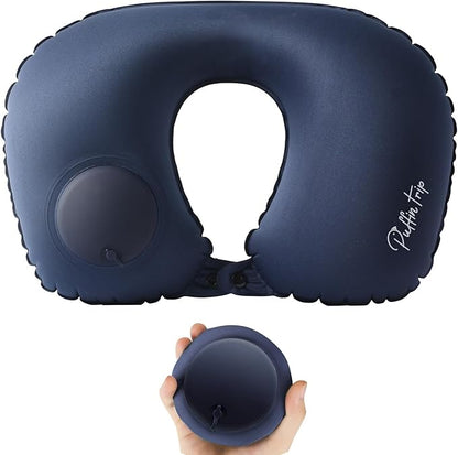 Ultralight Inflatable Travel Pillow Neck Pillow Press to Inflate Compressible Lumbar Support While Camp Travel Cars Office Home Deep Blue Deep Blue