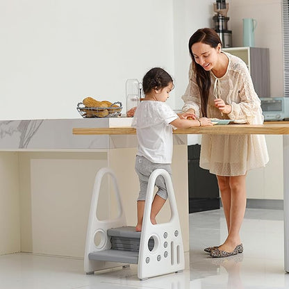 Toddler Step Stool for Kids，Toddler Step Ladder for Step Stool for Bathroom, Kitchen and Toilet Potty Training Learning Helper with Handles (Two Floors)