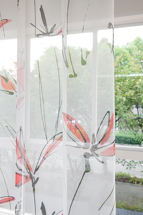 Windows Printing Pattern Sheer White Curtains 72 Inches Length 2 Panels Voile Light Filtering Sheer Curtains Panel Basic Rod Pocket for Bedroom Living Room Children Room Kitchen Yard