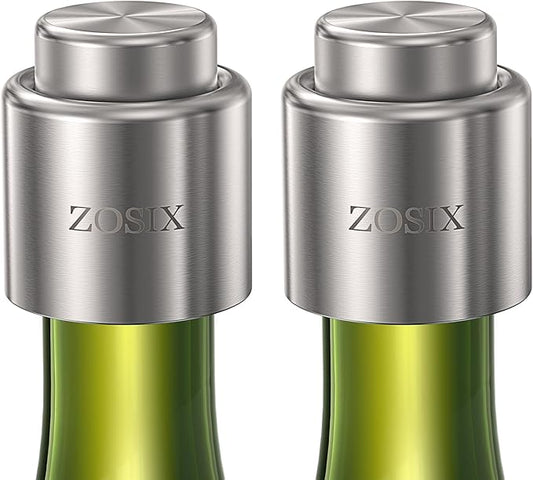 [2 Pack] Wine Stopper - Stainless Steel Wine Stopper for Wine Bottle, [100% Leak-Proof] Wine Bottle Stopper, Reusable Premium Ideal Wine Saver Accessories Gift