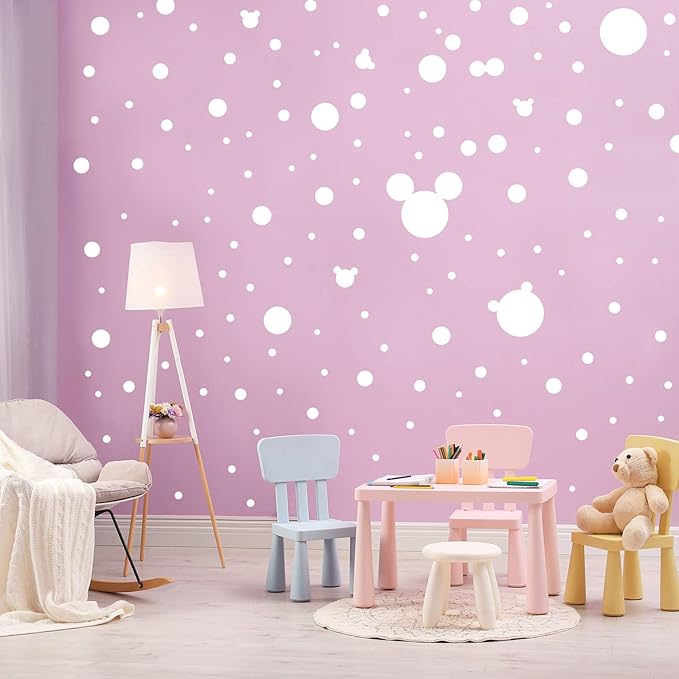 Zonon 264 Pieces Polka Dots Sticker Circle Wall Decal for Bedroom, Playroom Decor Removable Vinyl Stickers Dots Wall Decals(White)