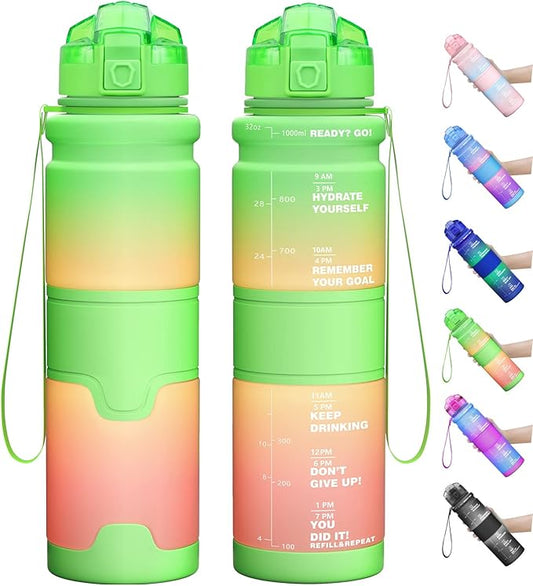 ZORRI 14/17/ 24/32 OZ Water Bottles, BPA Free Tritan Lightweight Leak Proof Sport Bottle with Brush, Lock Feature, Track Marker, and Flip Lid for Kids School, Fitness, Office, Sports & Outdoors