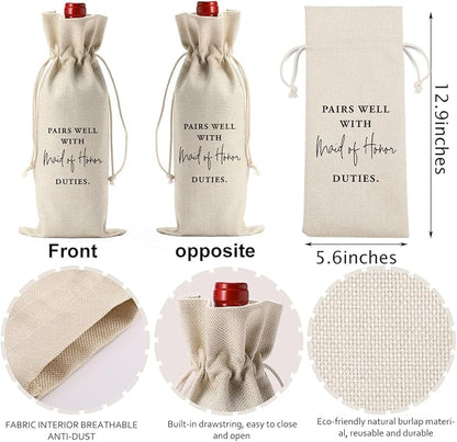 YUANHAO Maid of Honor Wine Bag, Maid of Honor Proposal Gifts, Maid of Honor Gifts Wine Bag, Pairs Well with Maid of Honor Duties Wine Bag