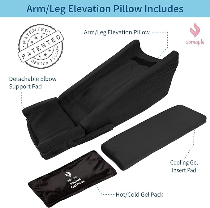 Zomaple Adjustable Arm Elevation Pillow for Post Surgery Support - Recovery Boost Arm Pillow for Adults After Surgery - Arm Rest Pillow for Bed & Couch with Elbow Pillow [Patented Design]