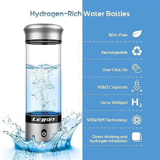 2024 Upgrade Hydrogen Water Bottle - 3 Min Quick Electrolysis & Improve Water Quality, Portable Hydrogen Water Bottle Generator, Hydrogen Water Machine for Home, Office, Travel, Drinking (Model-1)