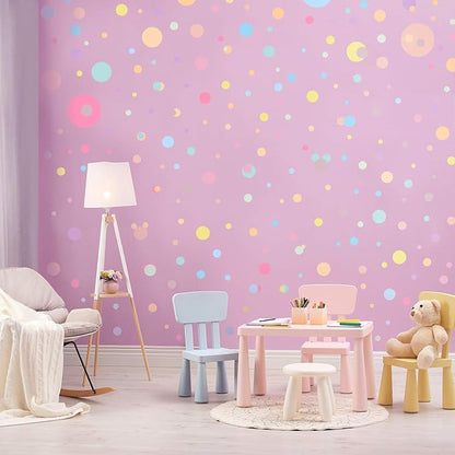 Zonon 264 Pieces Polka Dots Sticker Circle Wall Decal for Bedroom, Playroom Decor Removable Vinyl Stickers Dots Wall Decals(Candy Colors)