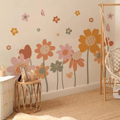 Sunflower Peel and Stick Wall Decals | Sunflower Decorations for Bedroom Kitchen Classroom Living Room | Self-Adhesive Vinyl Sunflower and Butterfly Wall Stickers, SF39138