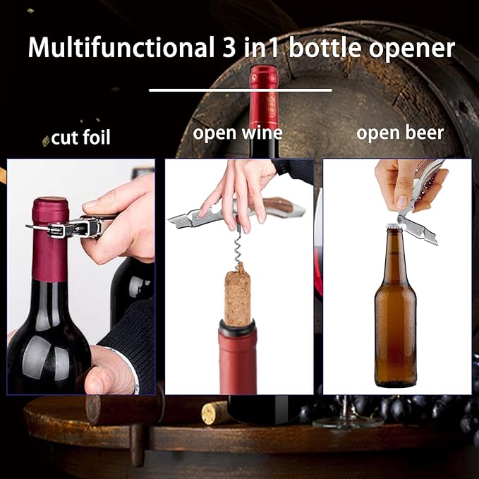 Wine Opener 2 Pack, Professional Waiter Corkscrew, Stainless Steel Wine Key Manual Wine Bottle Opener for Restaurant Waiters, Sommelier, Bartenders Home Use