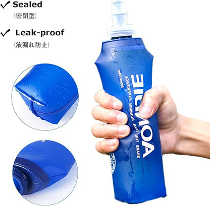 YAPJEB Soft Flask Collapsible Water Bottles, TPU Soft Water Bottle Folding Flask for Hydration Pack, BPA Free Folding Water Bottle Ideal for Cycling (500ml/16.9oz)