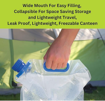 Camping Water Container - 2 Gallon Collapsible Water Container, Water Bags for Camping, Reusable, Emergency Water Jug, Space-Saving, Perfect for Home, Travel, Survival - Portable Water Container