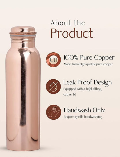 100% Pure Copper Water Bottle, 1 Liter Water Bottles, Copper Water Bottle, Drinking Water Bottles, Water Bottle Copper, Water Bottles For Women, Copper Gifts