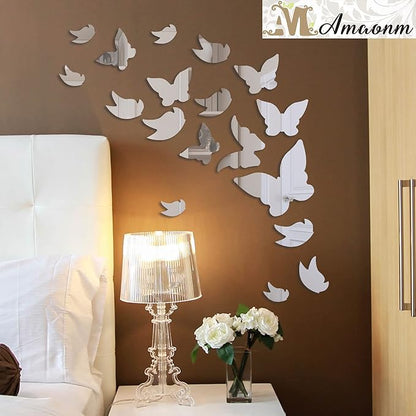 Amaonm 21 PCS Removable Crystal Acrylic Mirror Butterfly Wall Decals Fashion DIY Home Decorations art Decor Wall Stickers Murals for Kids Nursery Room Bedroom Door Bathroom