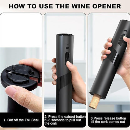 COKUNST Electric Wine Opener with Vacuum Pump, USB Rechargeable Corkscrews Wine Bottles Openers with Foil Cutter, Vacuum Stopper, Cordless Automatic Wine Opener Gift Kit for Wine Lovers Home Kitchen