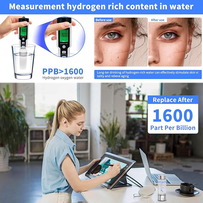 2024 Hydrogen Water Bottle,Hydrogen Water Bottle Generator 3Min Quick Electrolysis,Hydrogen Water Ionizer Glass Health Cup Suitable for Travel, Exercise,Home,Gift for Love(Silver)